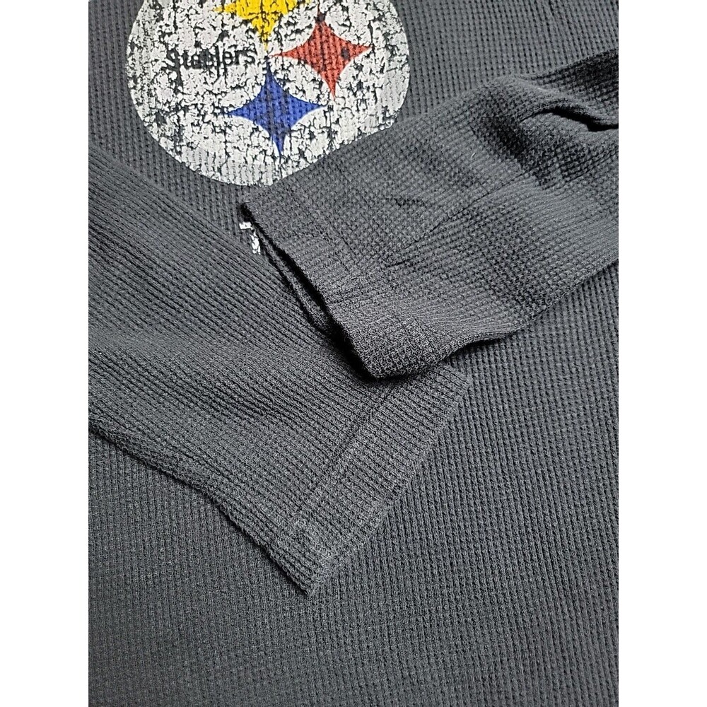NFL Team Apparel Steelers Shirt Mens L Gray Thermal Long Sleeve Distressed DB24 - Picture 7 of 12